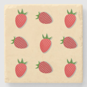 Dessous-de-verre En Pierre Motif de fraises pour les fruits à l'été bonnes vi