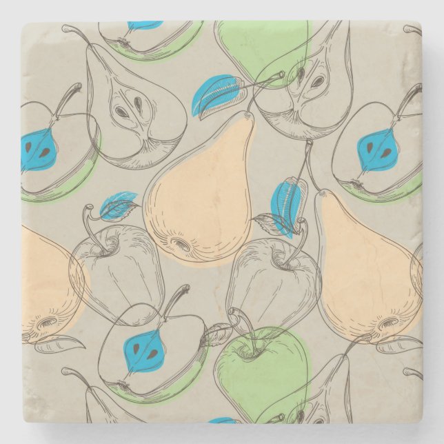 Dessous-de-verre En Pierre Motif de fruits (Devant)