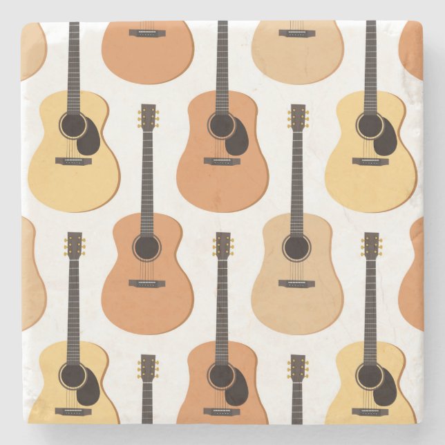 Dessous-de-verre En Pierre Motif de guitares acoustiques (Devant)