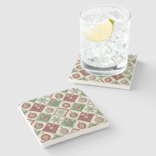 Dessous-de-verre En Pierre Motif de Noël en patchwork vintage