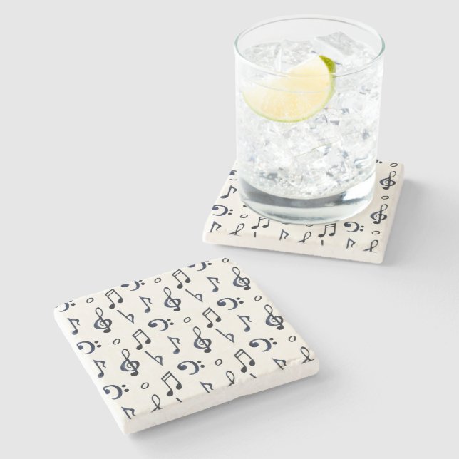 Dessous-de-verre En Pierre Motif de notes musicales mignonnes (Côté)
