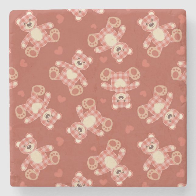 Dessous-de-verre En Pierre motif de patchwork d'ours (Devant)