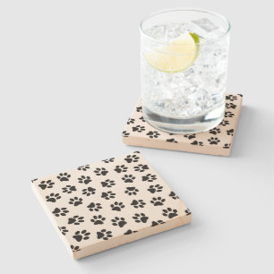 Dessous-de-verre En Pierre Motif De Pâtes, Paniers De Chien, Paniers Noirs