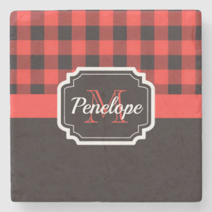 Dessous-de-verre En Pierre Motif de plaid de Buffalo