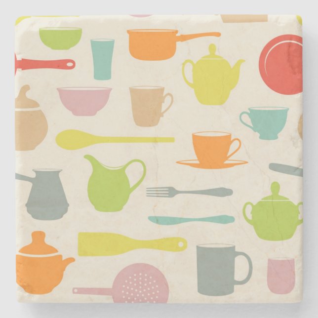 Dessous-de-verre En Pierre Motif de plats (Devant)