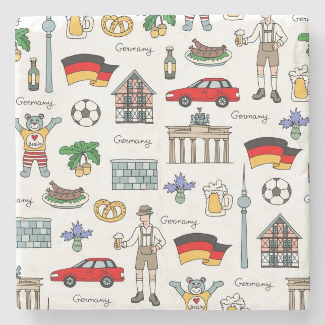 Dessous-de-verre En Pierre Motif de symboles de l'Allemagne | (Devant)