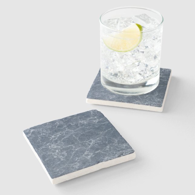 Dessous-de-verre En Pierre Motif de texture en marbre bleu complexe (Côté)
