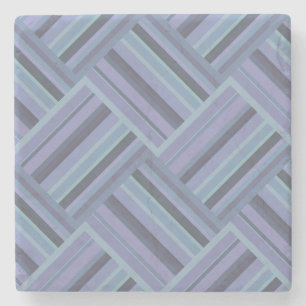 Dessous-de-verre En Pierre Motif de tissage en diagonale gris bleu