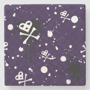 Dessous-de-verre En Pierre Motif d'Emo de couleur foncée avec la peinture