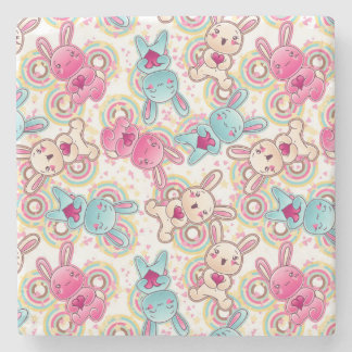 Dessous-de-verre En Pierre Motif d'enfant de Kawaii avec des griffonnages