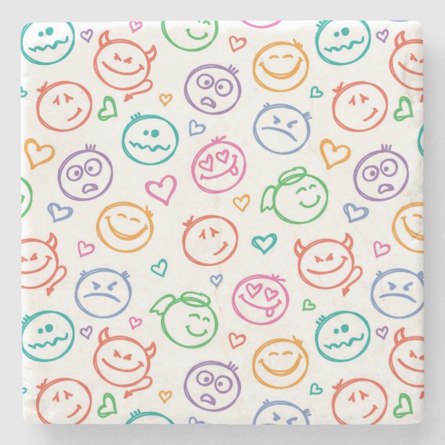 Dessous-de-verre En Pierre motif des sourires (Devant)