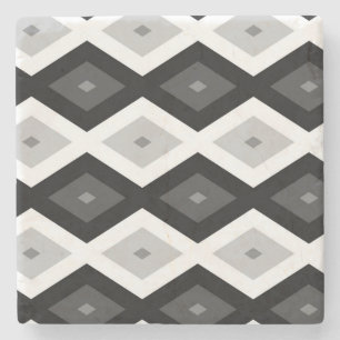 Dessous-de-verre En Pierre Motif diamant noir, blanc et gris