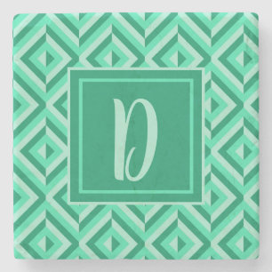 Dessous-de-verre En Pierre Motif diamant trois tons vert Monogramme