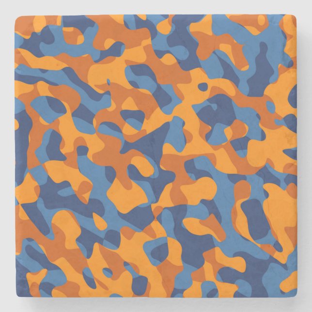 Dessous-de-verre En Pierre Motif d'impression du camouflage bleu orange (Devant)