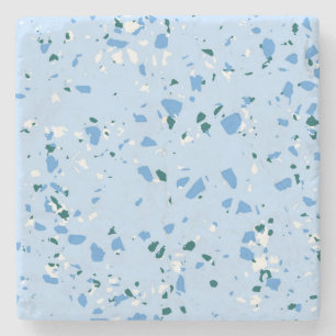 Dessous-de-verre En Pierre Motif du Terrazzo Bleu