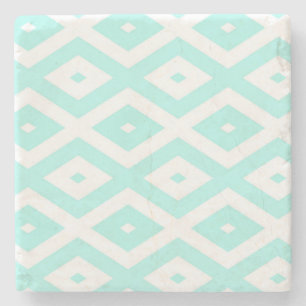 Dessous-de-verre En Pierre Motif en diamant Turquoise et blanc