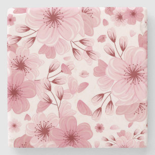 Dessous-de-verre En Pierre Motif en fleurs de cerisier rose pastel