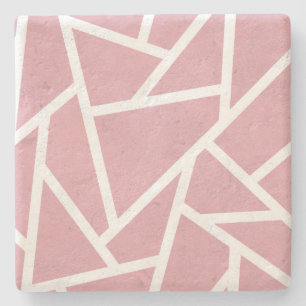 Dessous-de-verre En Pierre Motif en mosaïque corail et blanc