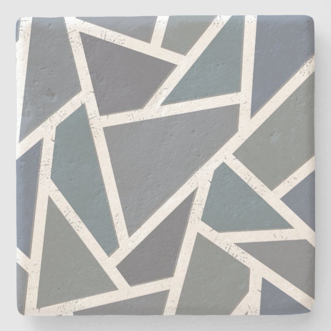 Dessous-de-verre En Pierre Motif en mosaïque gris bleu (Devant)