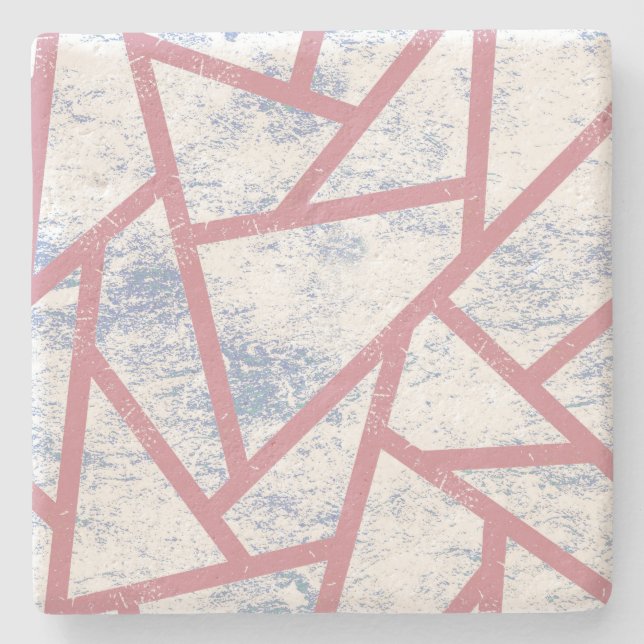 Dessous-de-verre En Pierre Motif en mosaïque rose et bleu (Devant)