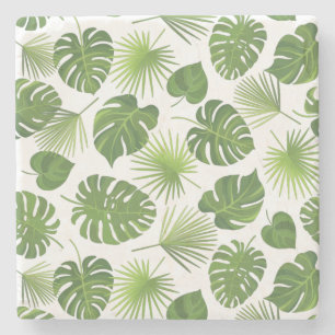 Dessous-de-verre En Pierre Motif Feuille élégant Green Tropical