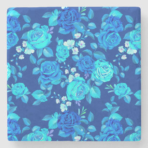 Dessous-de-verre En Pierre Motif Fleurs Rose Bleue Classique-87600