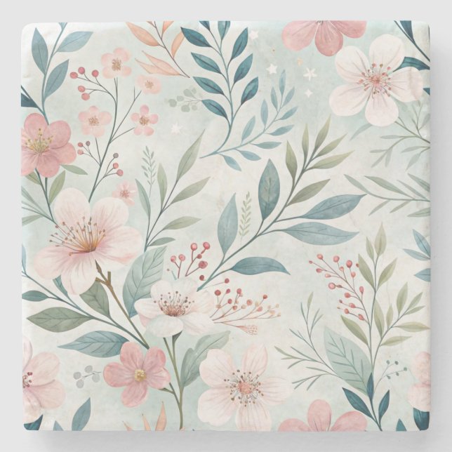 Dessous-de-verre En Pierre Motif floral (Devant)