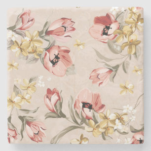 Dessous-de-verre En Pierre Motif floral 3 d'élégance abstraite