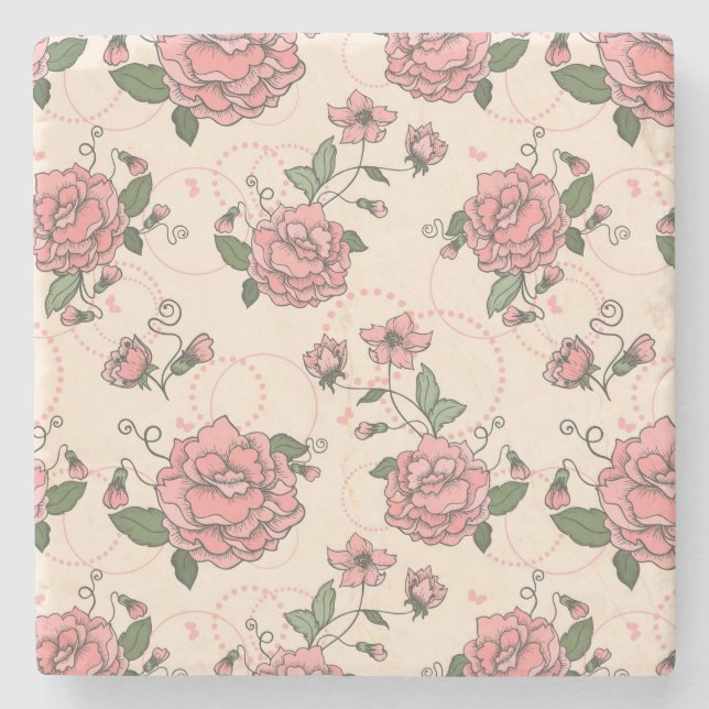 Dessous-de-verre En Pierre Motif floral 5 (Devant)