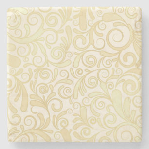 Dessous-de-verre En Pierre Motif floral de feuille d'or