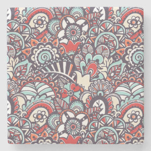 Dessous-de-verre En Pierre Motif floral de griffonnage de Paisley