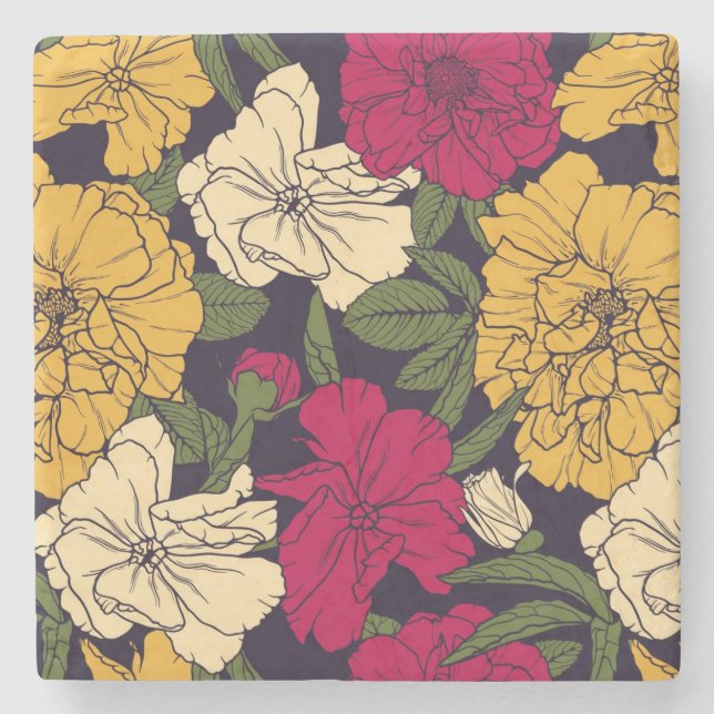 Dessous-de-verre En Pierre Motif floral élégant (Devant)