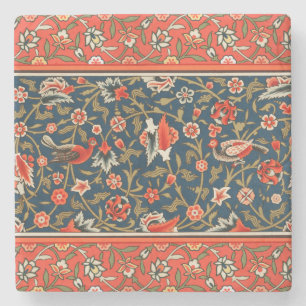 Dessous-de-verre En Pierre Motif floral indo-persan bohème vintage rouge