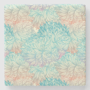 Dessous-de-verre En Pierre Motif floral multicolore de griffonnage