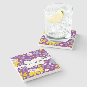 Dessous-de-verre En Pierre Motif floral sans couture