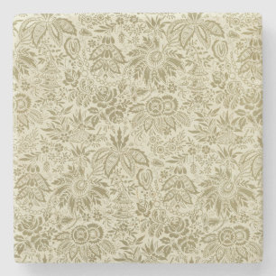 Dessous-de-verre En Pierre Motif Floral Vert Sage Antique Damas
