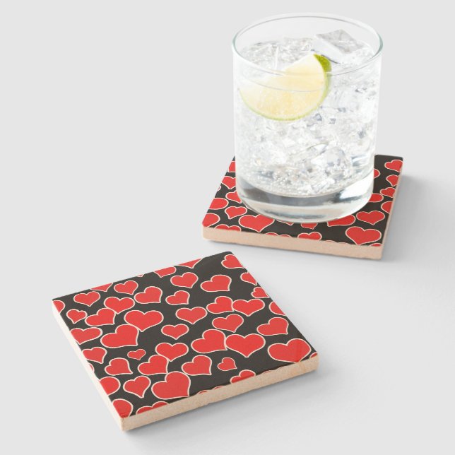 Dessous-de-verre En Pierre Motif Flottant de Red Hearts (Côté)