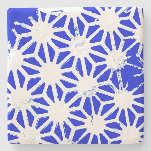Dessous-de-verre En Pierre Motif géométrique bleu royal (Devant)