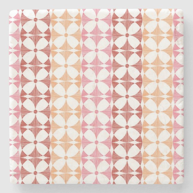 Dessous-de-verre En Pierre motif géométrique des rayures rouges ikat (Devant)