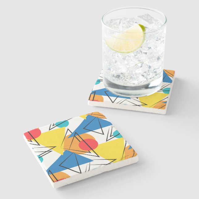 Dessous-de-verre En Pierre Motif géométrique moderne rétro (Côté)