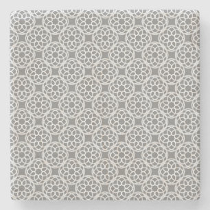 Dessous-de-verre En Pierre Motif gris blanc géométrique