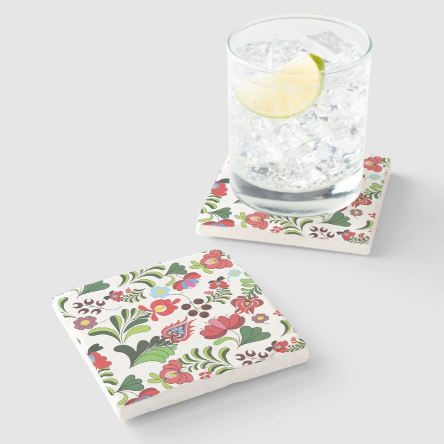 Dessous-de-verre En Pierre Motif hongrois de la broderie de Matyo (Côté)