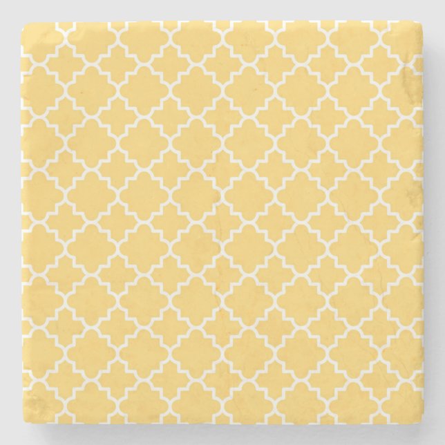 Dessous-de-verre En Pierre Motif jaune de Quatrefoil (Devant)