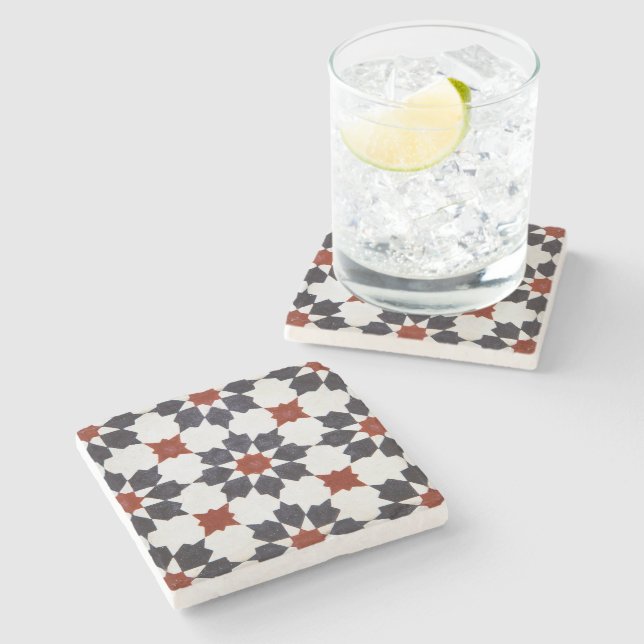 Dessous-de-verre En Pierre Motif marocain en carreaux (Côté)
