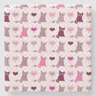 Dessous-de-verre En Pierre Motif mignon de filles de chaton