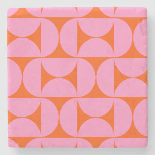 Dessous-de-verre En Pierre Motif Moderne Du Milieu Du Siècle Préppant Rose Et