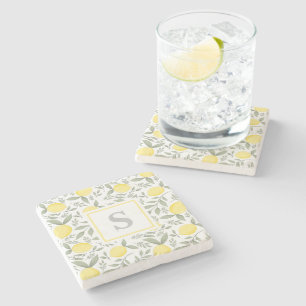 Dessous-de-verre En Pierre Motif Monogram Lemon