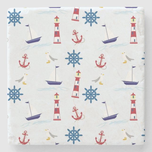 Dessous-de-verre En Pierre Motif nautique (Devant)