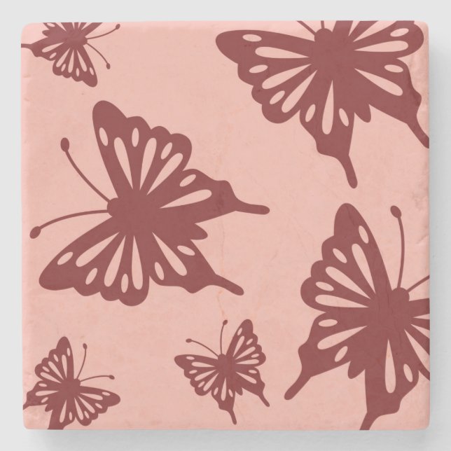 Dessous-de-verre En Pierre motif papillon 3 (Devant)