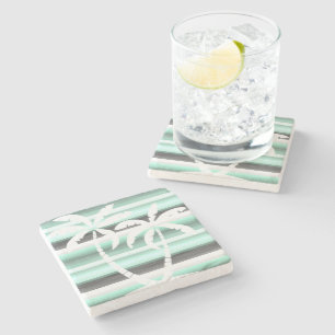Dessous-de-verre En Pierre Motif Pastel Mint Green Grey